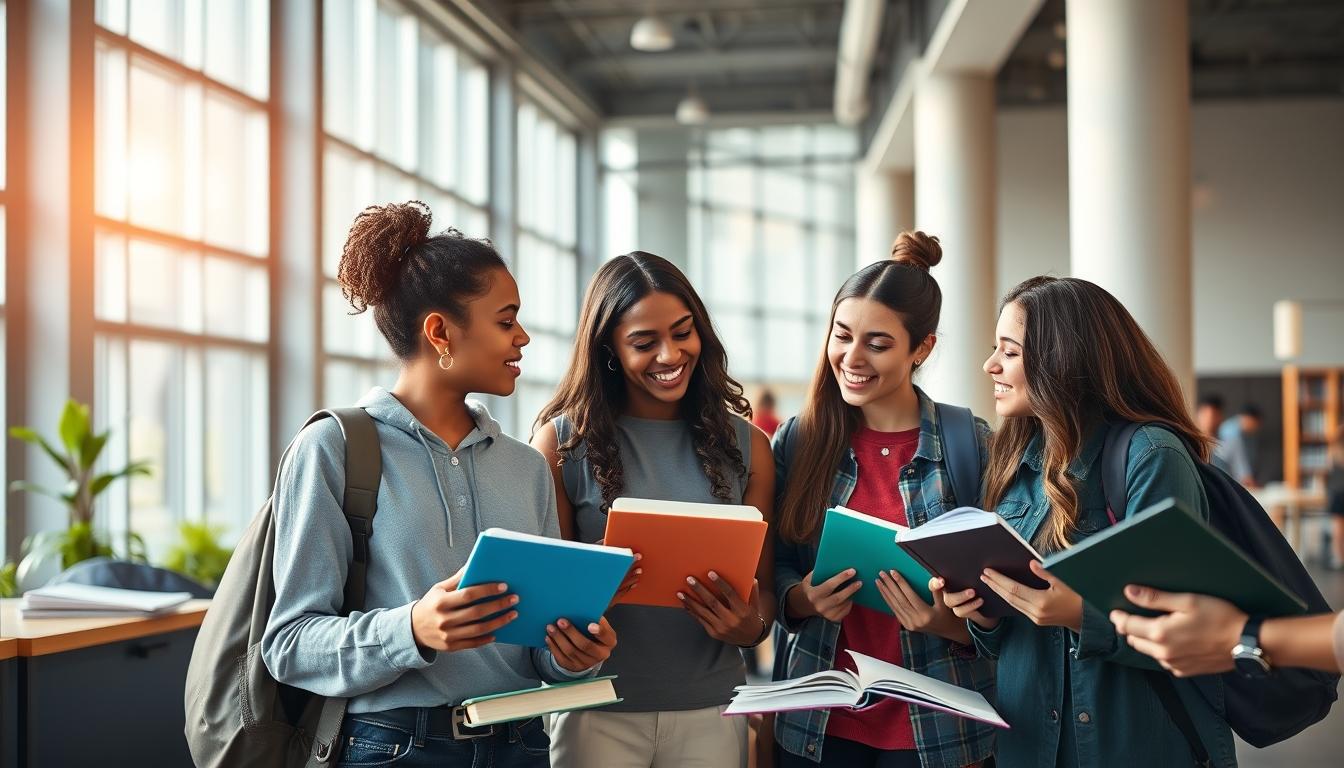 Students collaborating in study space